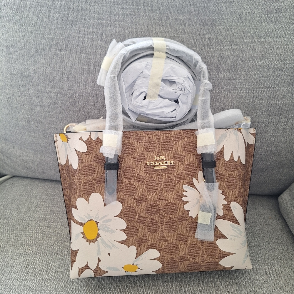 NWT Coach Mollie Tote Crossbody Bag 25 In Signature Canvas With Floral Print